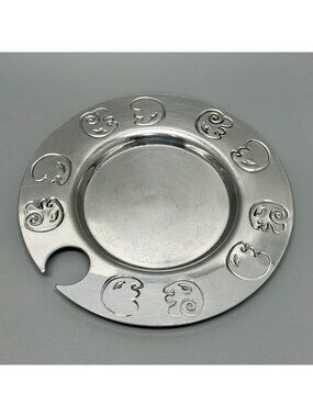 Carrol Boyes Aluminum Appetizer Plate African Faces Wine Glass Holder Signed